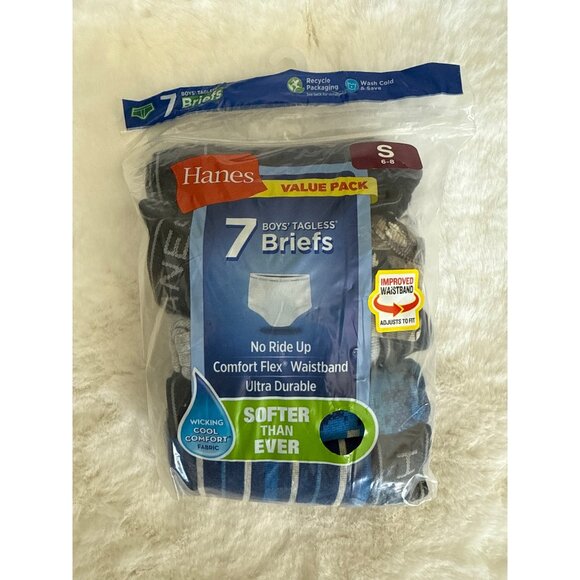 Hanes Boys' 7 pk. tagless Briefs size Small 6-8 NEW - Picture 2 of 3